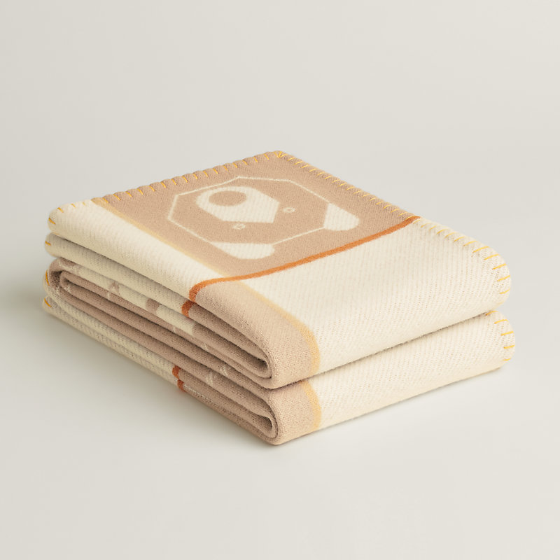 HERMES ハンモック　　　　布ケース付き Animaux Blocks blanket - Grey | Hermès USA